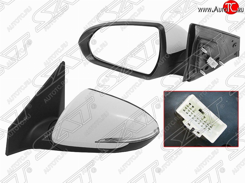 6 299 р. Левое боковое зеркало заднего вида SAT (регул-ка, поворот, 5 контактов)  Hyundai Elantra  AD (2016-2019) (Неокрашенное)