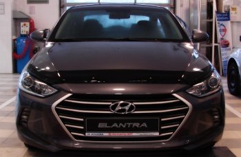 2 499 р. Дефлектор капота SIM  Hyundai Elantra  AD (2016-2019). Увеличить фотографию 1