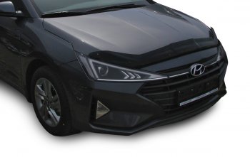 2 879 р. Дефлектор капота SIM  Hyundai Elantra  AD (2018-2020). Увеличить фотографию 1