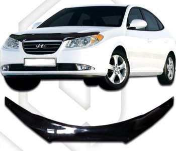 2 349 р. Дефлектор капота CA-Plastiс  Hyundai Elantra  HD (2006-2011) (Classic черный, Без надписи). Увеличить фотографию 1