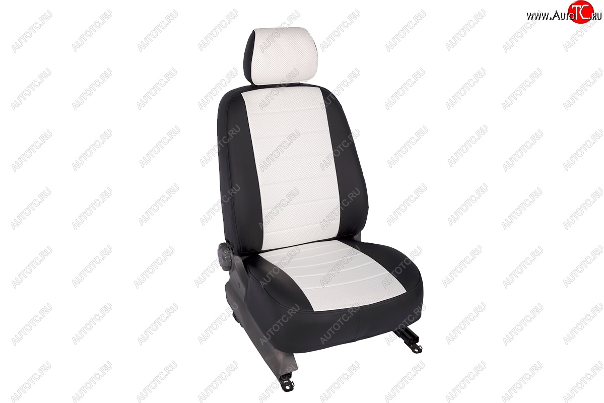 5 199 р. Чехлы для сидений SeiNtex (экокожа, 40/60)  Hyundai Elantra  HD (2006-2011) (черный/белый)