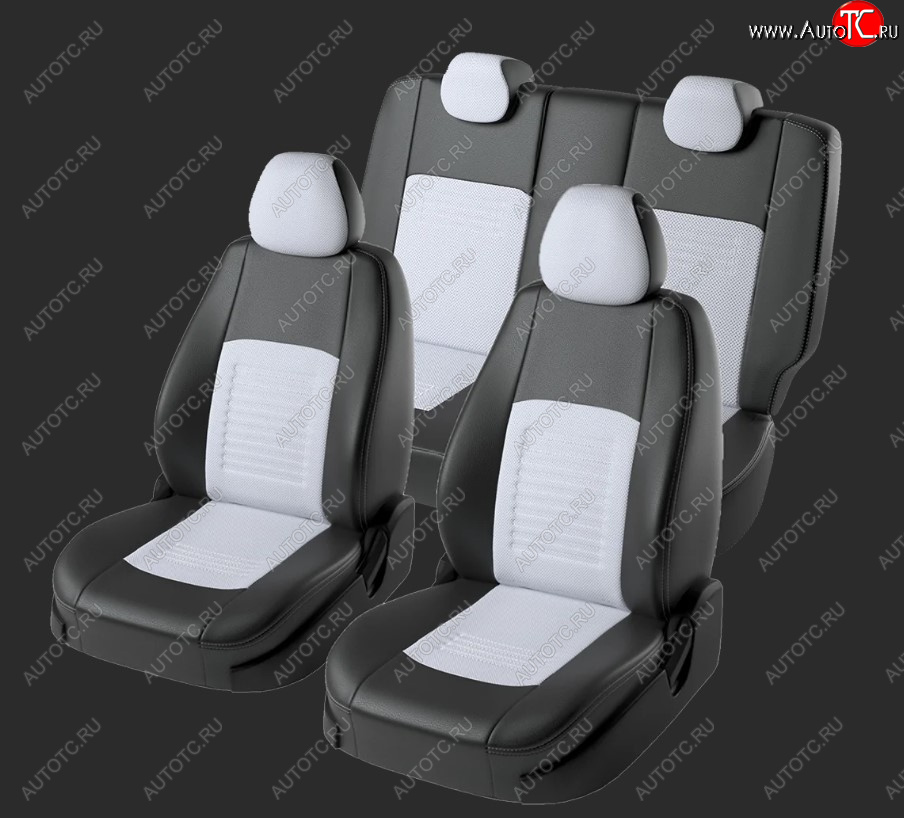 8 599 р. Чехлы для сидений Lord Autofashion Турин (экокожа, спинка 40/60+отд. бок, 2 Г-образных подголовника)  Hyundai Elantra  HD (2006-2011) (Черный, вставка белая)