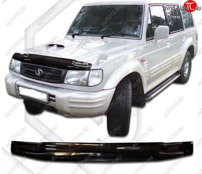 1 989 р. Дефлектор капота CA-Plastic  Hyundai Galloper (1998-2003) (Classic черный, Без надписи)