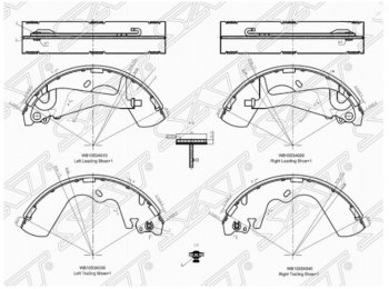2 499 р. Комплект задних тормозных колодок SAT Hyundai Starex/H1 A1 дорестайлинг (1997-2004). Увеличить фотографию 1