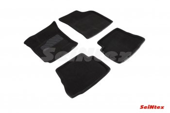 4 299 р. Комплект 3D ковриков в салон (ворсовые / чёрные) Seintex  Hyundai Getz  TB (2002-2010). Увеличить фотографию 1