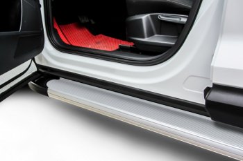 13 799 р. Пороги алюминиевые Slitkoff  Hyundai Santa Fe  3 DM (2012-2019) (Optima Silver). Увеличить фотографию 1