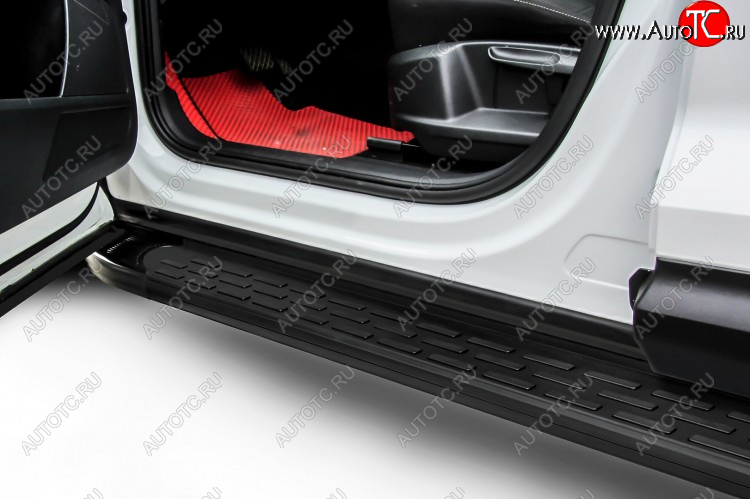 19 749 р. Пороги алюминиевые Slitkoff Hyundai Santa Fe 3 DM рестайлинг (2015-2019) (Premium Black)