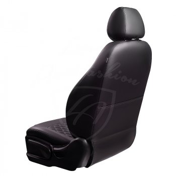 9 249 р. Чехлы для сидений Lord Autofashion Турин Ромб (экокожа)  Hyundai Santa Fe  3 DM (2012-2019) (Черный, вставка черная, строчка черная). Увеличить фотографию 3