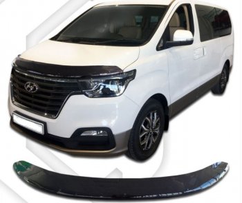 3 099 р. Дефлектор капота CA-Plastic exclusive  Hyundai Starex/Grand Starex/H1  2 TQ (2018-2024) (Classic черный, Без надписи). Увеличить фотографию 1