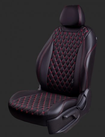 Чехлы для сидений Lord Autofashion Байрон (экокожа, спинка 40/60+подлокотник+ отдел. бок, 3 Г-образных подголовника) Hyundai I40 1 VF дорестайлинг седан (2011-2015)