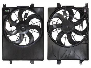 4 649 р. Вентилятор радиатора в сборе (2.0 / 2.4) SAT Hyundai IX35 1 LM дорестайлинг (2009-2013). Увеличить фотографию 1