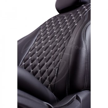 16 999 р. Чехлы для сидений Lord Autofashion Байрон (экокожа, раздельная спинка, 3 П-образных подголовника)  Hyundai IX35  1 LM (2009-2018), KIA Sportage  3 SL (2010-2016) (Черный, вставка черная, строчка серая). Увеличить фотографию 2