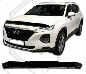 1 989 р. Дефлектор капота CA-Plastic  Hyundai Santa Fe  4 TM (2018-2024) (Classic черный, Без надписи). Увеличить фотографию 1