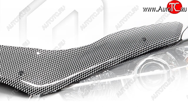2 499 р. Дефлектор капота CA-Plastiс  Hyundai Santa Fe  4 TM (2018-2024) (Шелкография карбон-серебро)