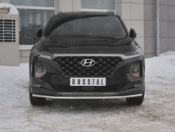 11 449 р. Защита переднего бампера (Ø42 мм, нержавейка) Russtal  Hyundai Santa Fe  4 TM (2018-2021). Увеличить фотографию 1