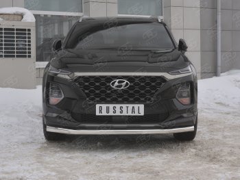 12 999 р. Защита переднего бампера (Ø63 мм, нержавейка) Russtal Hyundai Santa Fe 4 TM дорестайлинг (2018-2021). Увеличить фотографию 1