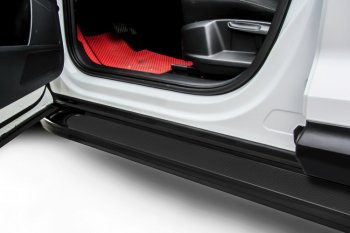 13 799 р. Пороги алюминиевые Slitkoff  Hyundai Santa Fe  4 TM (2018-2021) (Optima Black). Увеличить фотографию 1