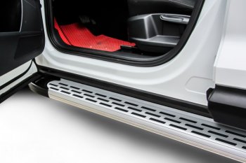 24 999 р. Пороги алюминиевые Slitkoff  Hyundai Santa Fe  4 TM (2018-2021) (Premium Silver). Увеличить фотографию 1