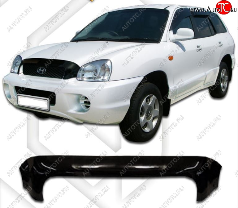 1 989 р. Дефлектор капота CA-Plastic  Hyundai Santa Fe  1 (2000-2012) (Classic черный, Без надписи)
