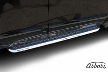 Защита штатных порогов Arbori нержавеющая сталь 57мм с листом Hyundai Santa Fe 1 SM (2000-2012)