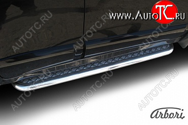 19 499 р. Защита штатных порогов Arbori нержавеющая сталь 57мм с листом  Hyundai Santa Fe  1 (2000-2012)