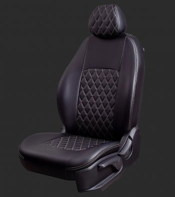 Чехлы для сидений Lord Autofashion Турин Ромб (экокожа, спинка и сиденье 60/40, 3 Г-образных подголовника) Hyundai Santa Fe 2 CM рестайлинг (2009-2012)