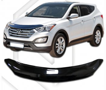 2 169 р. Дефлектор капота CA-Plastic  Hyundai Santa Fe  3 DM (2012-2016) (Classic черный, Без надписи). Увеличить фотографию 1