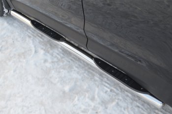 5 299 р. Защита порогов с проступями Russtal (труба D76 мм)  Hyundai Santa Fe  3 DM (2012-2016) (Защита порогов с закругленными торцами (вариант 3)). Увеличить фотографию 2