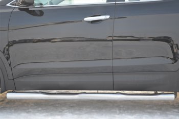 6 299 р. Защита порогов с проступями Russtal (труба D76 мм) Hyundai Santa Fe 3 DM дорестайлинг (2012-2016) (Защита порогов с закругленными торцами (вариант 3)). Увеличить фотографию 3