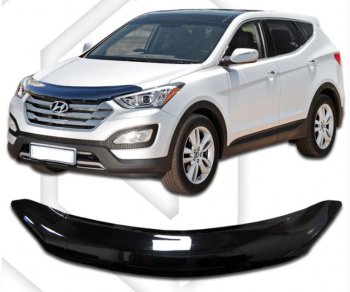 2 169 р. Дефлектор капота CA-Plastic  Hyundai Grand Santa Fe  1 DM (2013-2016) (Classic черный, Без надписи). Увеличить фотографию 1