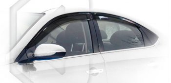 1 839 р. Дефлектора окон CA-Plastic  Hyundai Solaris  2 (2017-2020) (Classic полупрозрачный, Без хром.молдинга, Крепление только на скотч). Увеличить фотографию 1