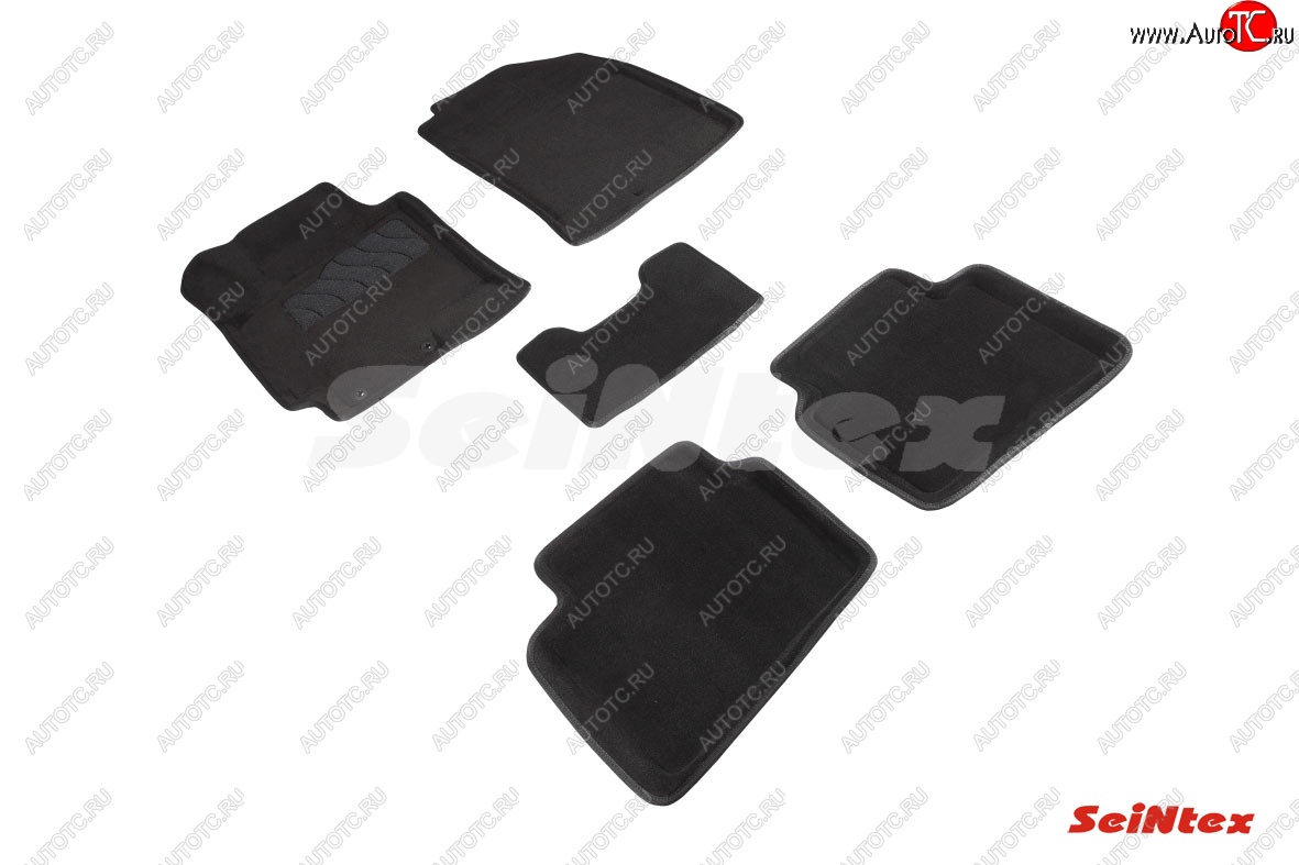 4 299 р. Комплект 3D ковриков в салон (ворсовые / чёрные) Seintex Hyundai Solaris 2 HCR дорестайлинг (2017-2020)