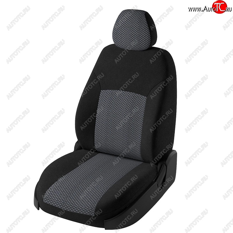 6 649 р. Чехлы для сидений Дублин (жаккард, раздельная спинка)  Hyundai Solaris  2 (2017-2020) (Черный, вставка Ёж белый)