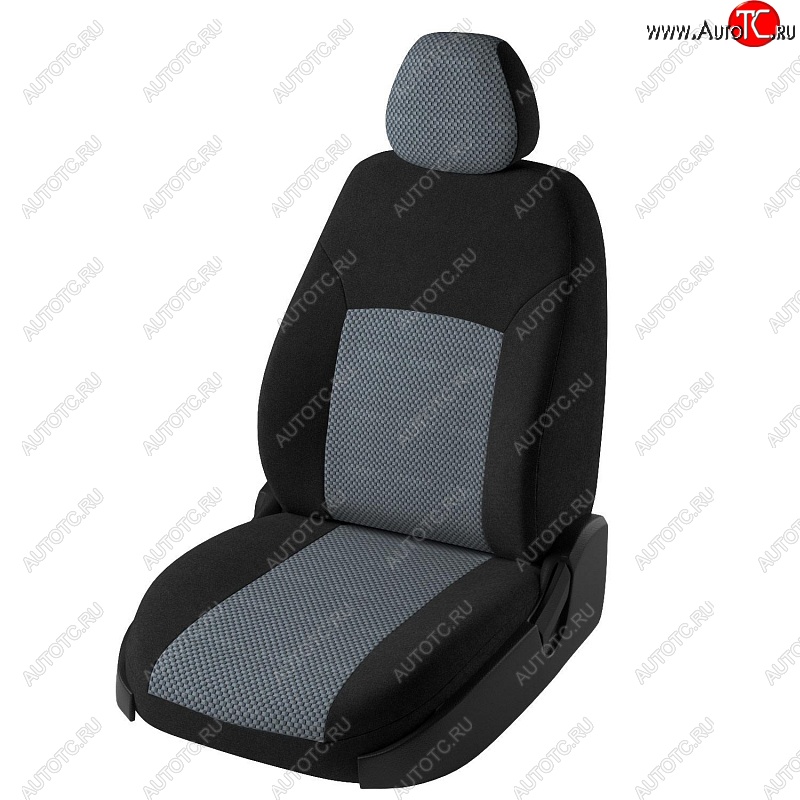 6 649 р. Чехлы для сидений Дублин (жаккард, раздельная спинка)  Hyundai Solaris  2 (2017-2020) (Черный, вставка Стежок серый)
