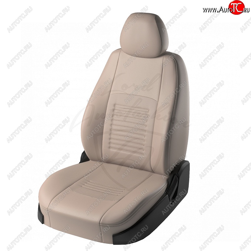 6 599 р. Чехлы для сидений Lord Autofashion Турин (экокожа, раздельная спинка)  Hyundai Solaris  2 (2017-2020) (Бежевый, вставка Бежевая)