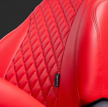10 899 р. Чехлы для сидений Lord Autofashion Байрон (экокожа, спинка 60/40, 3 г-образных подголовника)  Hyundai Solaris  2 (2017-2022) (Красный, вставка красная, строчка красная). Увеличить фотографию 2