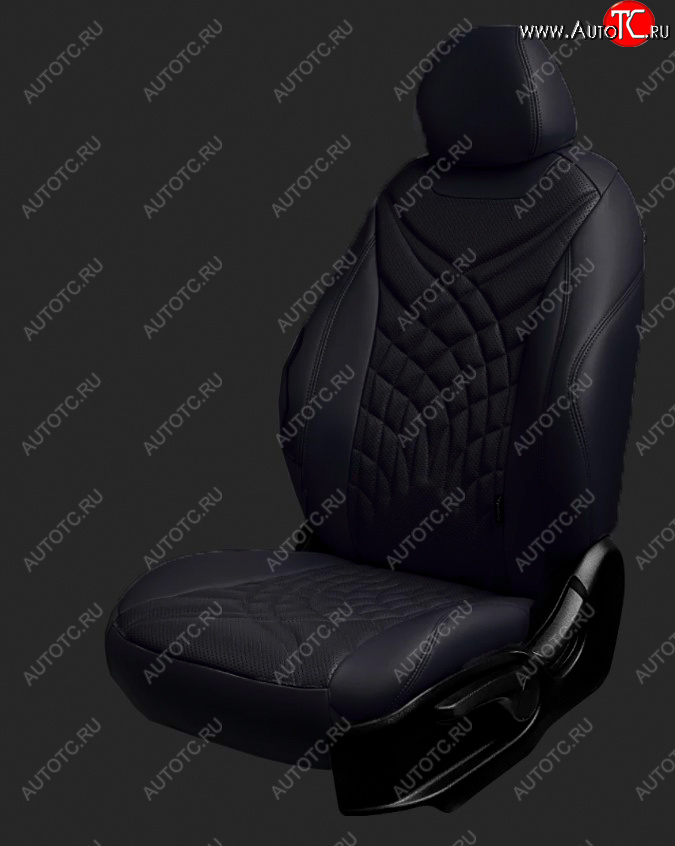 18 749 р. Чехлы для сидений Lord Autofashion Байрон ЖУК (экокожа, спинка 60/40, 2 Г-образных подголовника)  Hyundai Solaris  2 (2017-2022) (Черный, вставка черная, строчка черная)
