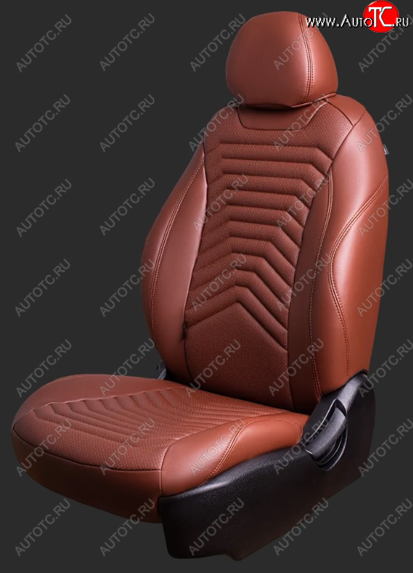 15 249 р. Чехлы для сидений Lord Autofashion Байрон ПРЕЗИДЕНТ (экокожа, спинка 60/40, 3 Г0образных подголовника)  Hyundai Solaris  2 (2017-2022) (Коричневый, вставка коричневая, строчка коричневая)
