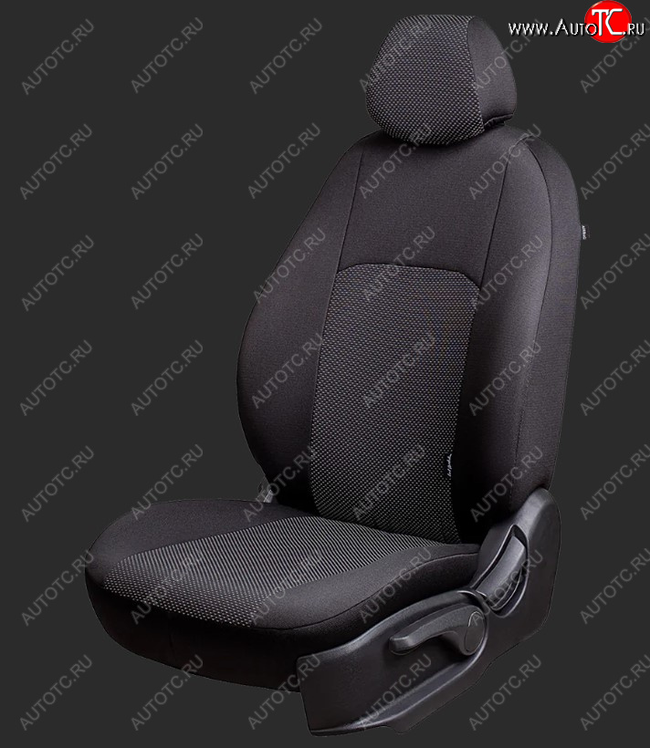 4 999 р. Чехлы для сидений Lord Autofashion Дублин (жаккард, сплошная спинка, 2 П-образных подголовника)  Hyundai Solaris  2 (2017-2022) (Черный, вставка Ёж Белый)