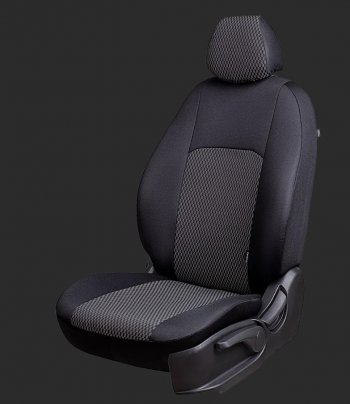 4 999 р. Чехлы для сидений Lord Autofashion Дублин (жаккард, сплошная спинка, 2 П-образных подголовника)  Hyundai Solaris  2 (2017-2022) (Черный, вставка Прямоугольник черный). Увеличить фотографию 1