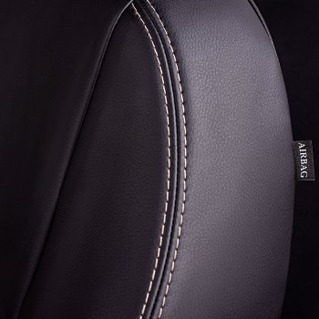 8 599 р. Чехлы для сидений Lord Autofashion Турин (экокожа, сплошная спинка 2 П-образных подголовника)  Hyundai Solaris  2 (2017-2020) (Черный, вставка бежевая). Увеличить фотографию 5