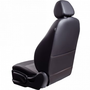8 749 р. Чехлы для сидений Lord Autofashion Турин (экокожа, сплошная спинка, 2 П-образных подголовника)  Hyundai Solaris  2 (2017-2020) (Черный, вставка серая). Увеличить фотографию 3