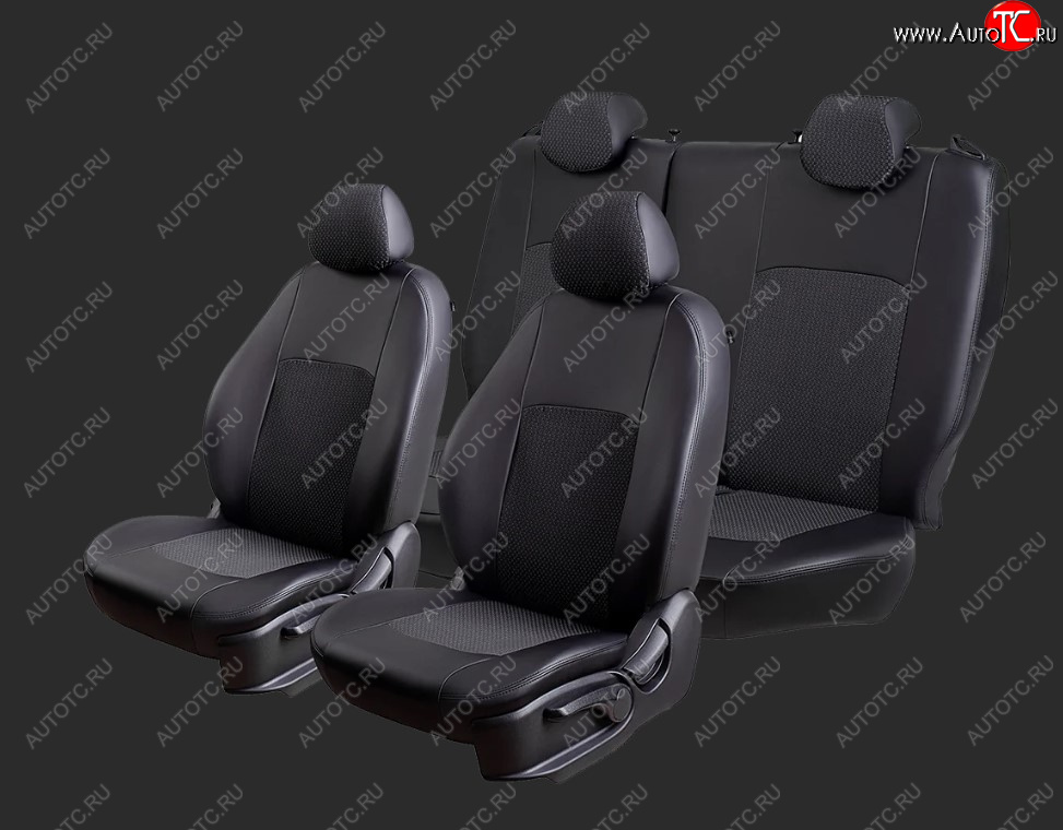 7 999 р. Чехлы для сидений Lord Autofashion Турин (экокожа/жаккард, спинка 60/40, 3 Г-образных подголовника)  Hyundai Solaris  2 (2017-2022) (Черный, вставка жаккард Черный Вега)