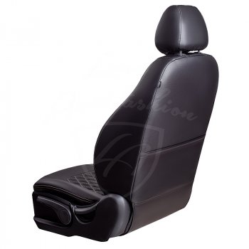 9 249 р. Чехлы для сидений Lord Autofashion Турин Ромб (экокожа, сплошная спинка)  Hyundai Solaris  2 (2017-2020) (Черный, вставка черная, строчка бежевая). Увеличить фотографию 3