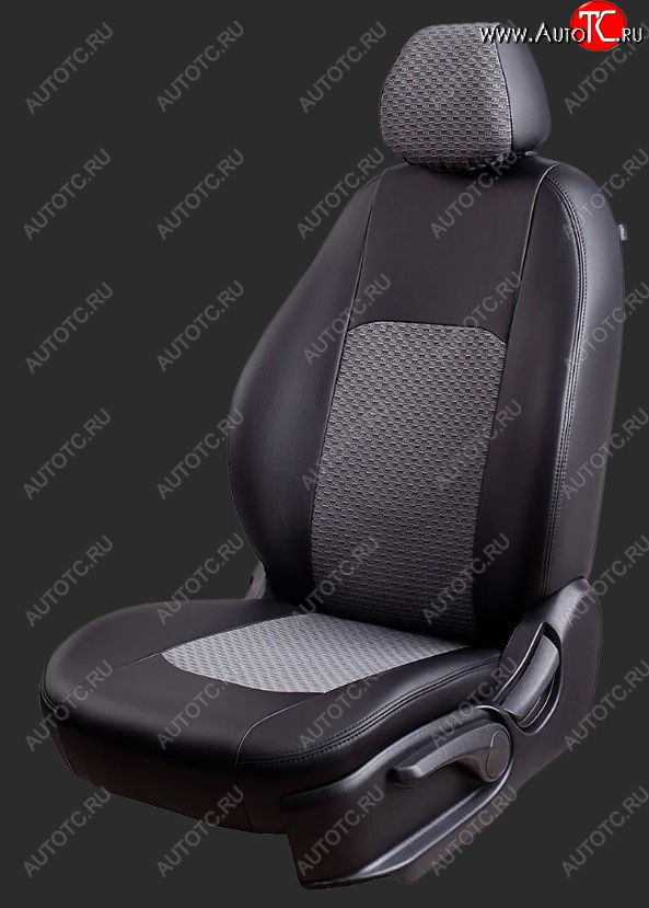 8 349 р. Чехлы для сидений Lord Autofashion Турин (экокожа/жаккард, сплошная спинка, 2 П-образных подголовника)  Hyundai Solaris  2 (2017-2022) (Черный, вставка жаккард Чёрный Тропик)