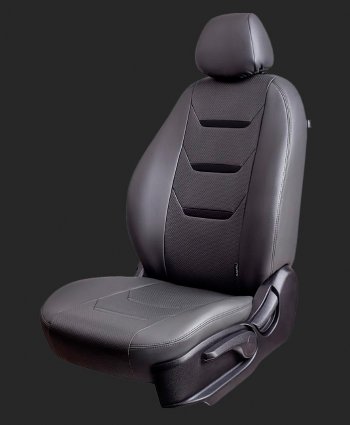 8 999 р. Чехлы для сидений Lord Autofashion Турин 2 (экокожа, спинка 60/40, 3 Г-образных подголовника)  Hyundai Solaris  2 (2017-2022) (Серый, вставка серая и черная, строчка черная). Увеличить фотографию 1