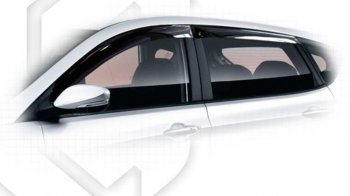 1 839 р. Дефлектора окон CA-Plastic  Hyundai Solaris  1 хэтчбек (2010-2014) (Classic полупрозрачный, Без хром.молдинга). Увеличить фотографию 1