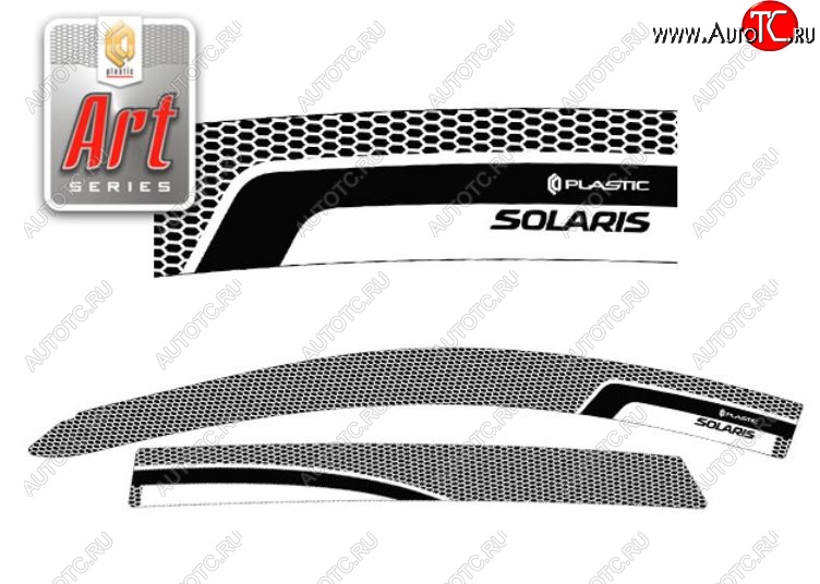 2 349 р. Дефлектора окон CA-Plastic  Hyundai Solaris  1 хэтчбек (2010-2014) (Серия Art белая, Без хром.молдинга)