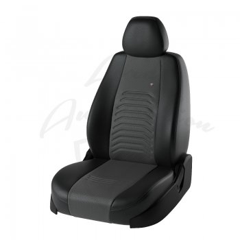 Чехлы для сидений Lord Autofashion Денвер (экокожа) Hyundai Solaris 1 хэтчбек RBr дорестайлинг (2010-2014)  (Чёрный, вставка серая)