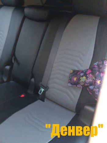 7 799 р. Чехлы для сидений Lord Autofashion Денвер (экокожа)  Hyundai Solaris ( 1 хэтчбек,  1 хэтчбэк) (2010-2017) (Чёрный, вставка серая). Увеличить фотографию 4